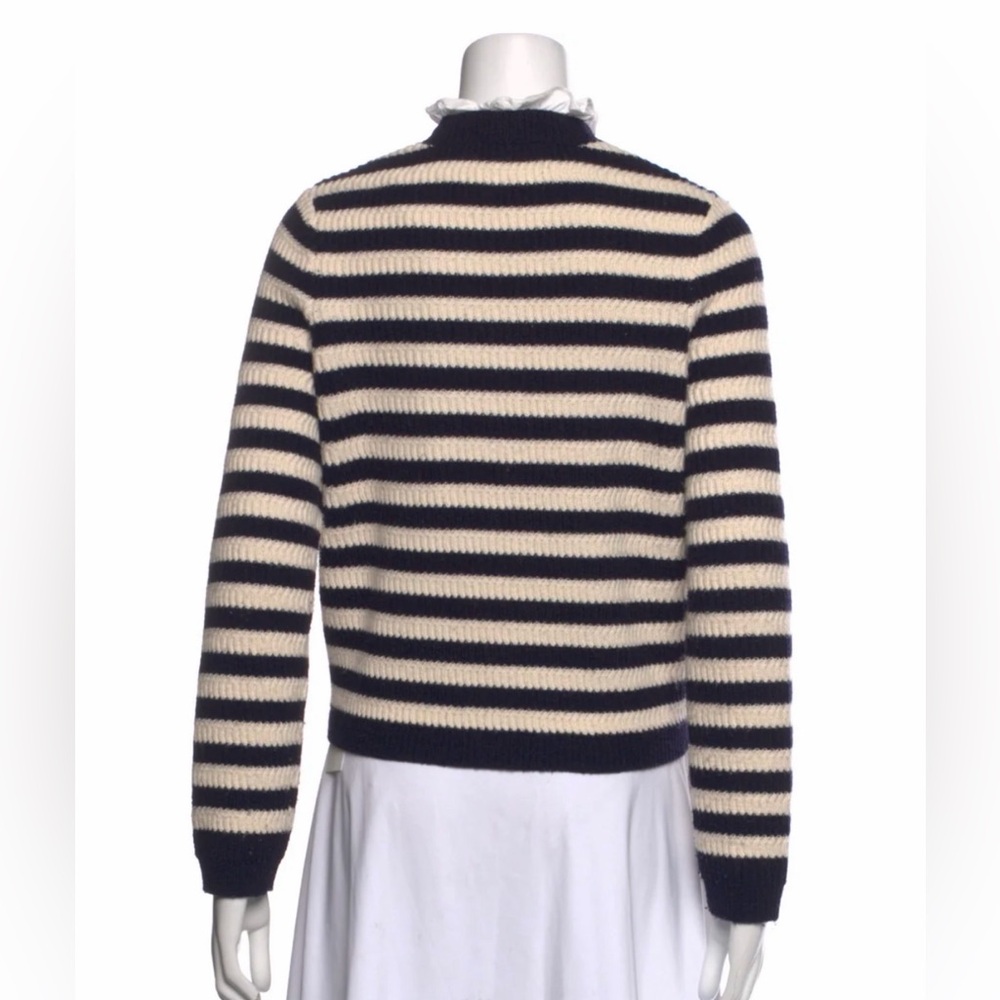 Sandro Navy and Cream Striped Cardigan - Picture 3 of 7